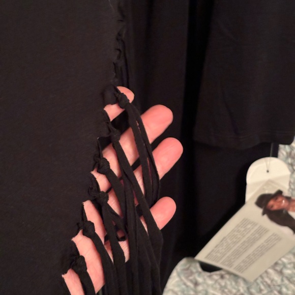 Serena Williams Black fringe edged front wrap 3X NWT long sleeve deep black - Picture 8 of 10